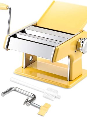 Pasta Machine - Stainless Steel Roller Pasta Maker - 7 Adjustable Thickness Settings Noodles Maker with Hand Crank, Perfect for Spaghetti, Fettuccini, Lasagna or Dumpling Skins