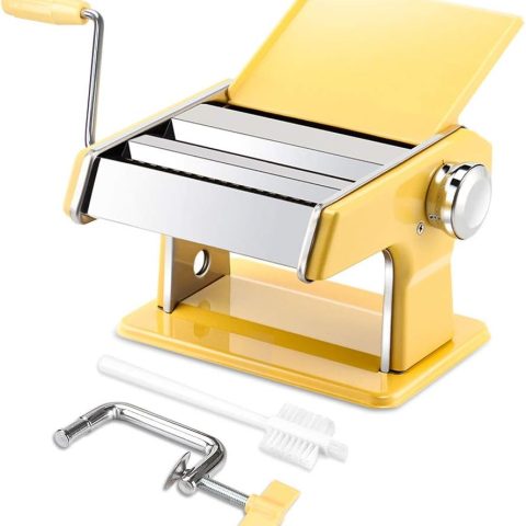 Pasta Machine - Stainless Steel Roller Pasta Maker - 7 Adjustable Thickness Settings Noodles Maker with Hand Crank, Perfect for Spaghetti, Fettuccini, Lasagna or Dumpling Skins