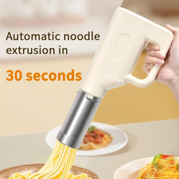 Handheld Electric Pasta Maker, 5-in-1 Cordless Pasta Machine, Portable Noodle Maker with Moulds and Cutter, Automatic Dough Press
