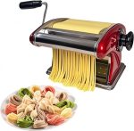 Manual Pasta Maker - Stainless Steel Noodle Machine with 2mm/4mm Cutters, Hand Crank for Homemade Spaghetti & Fettuccine