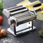 Pasta Maker Machine Stainless Steel Manual | With Adjustable Thickness Settings | Perfect for Homemade Spaghetti Fettuccini Noodles and Lasagna | Includes Removable Handle and Clamp (Silver)