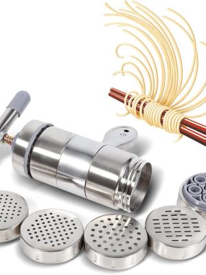 Noodle Making Machine Pasta Maker Noodle Juicer Pressure Making Machine Portable Manual Operated Stainless Steel for Fresh Fettuccine Spaghetti Lasagne Dough Roller Press Cutter 1pc