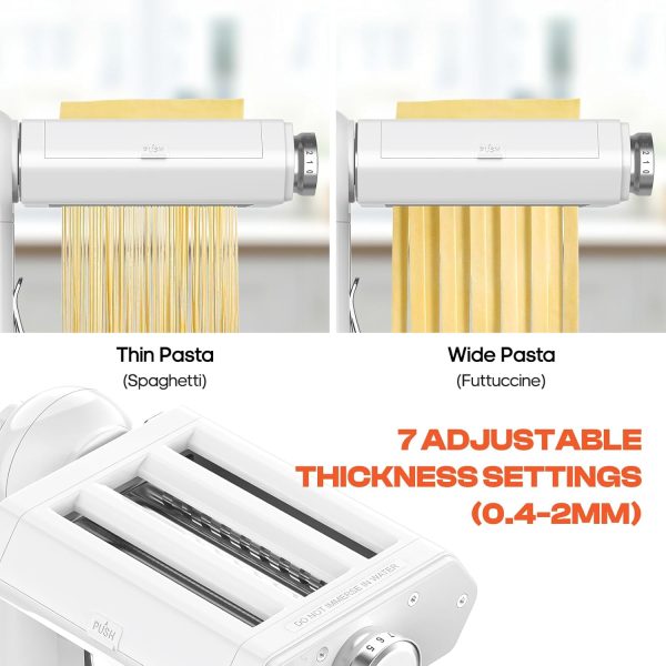 Manual Pasta Maker - 3-in-1 Noodles Machine with 7 Adjustable Thickness Settings, Pasta Sheet Roller, Fettuccine & Spaghetti Cutter