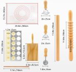 8in1 Ravioli Gnocchi Pasta Dumpling Noodle Maker Cutter Press Mold Stamp - Pasta Manual Accessories Homemade Essentials Making Tool Kit w/Silicone Pastry Mats, Wooden Dough Roller Rolling Pin