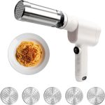 Electric Pasta Maker, Handheld Noodle Maker with 5 Stainless Steel Molds, Automatic Pasta Extruder for Homemade Noodles, Easy-to-Clean, 304 Food-Grade Stainless Steel