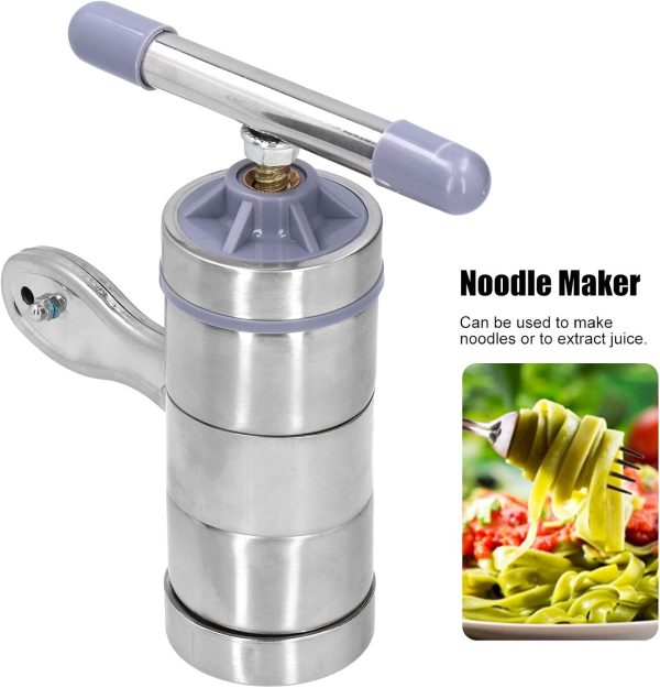 Noodle Making Machine | Stainless Steel Manual Noodle Maker | Hand Crank Pasta Press Machine with 5 Dough Press Kitchen Accessory for Homemade Noodles/Spaghetti/Fresh Dough