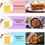 Pasta Maker Attachment for / Cuisinart Mixers, Noodle Maker 3 in 1 Set of Pasta Roller Fettuccine Cutter Spaghetti Cutter and Cleaning Brush, Electric Pasta Makers White