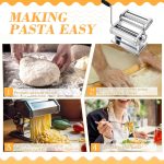 8 Pcs Pasta Maker Machine Set Including Stainless Steel Noodle Maker Machine Wood Pasta Drying Rack Ravioli Stamp Maker Cutter with Pasta Cutter Wheel Mini Rolling Pin Cleaning Brush