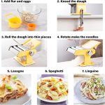 Pasta Machine - Stainless Steel Roller Pasta Maker - 7 Adjustable Thickness Settings Noodles Maker with Hand Crank, Perfect for Spaghetti, Fettuccini, Lasagna or Dumpling Skins